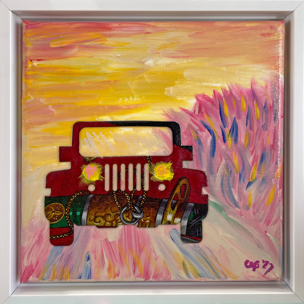 "Jeep" Collage 3 - 8x8 Framed