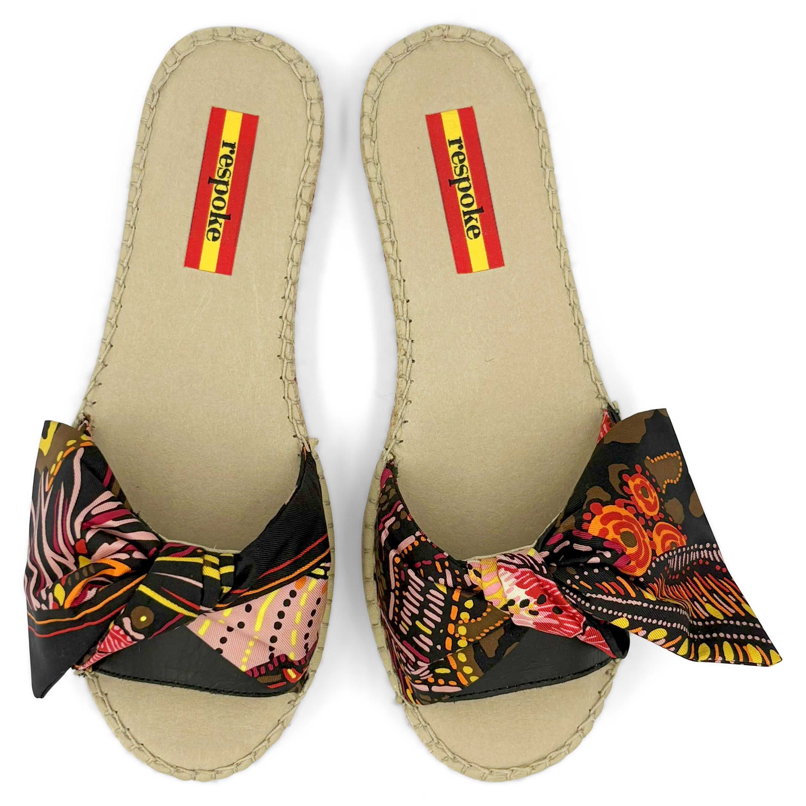 BATIK ALBERO Black Bow Slide Espadrilles