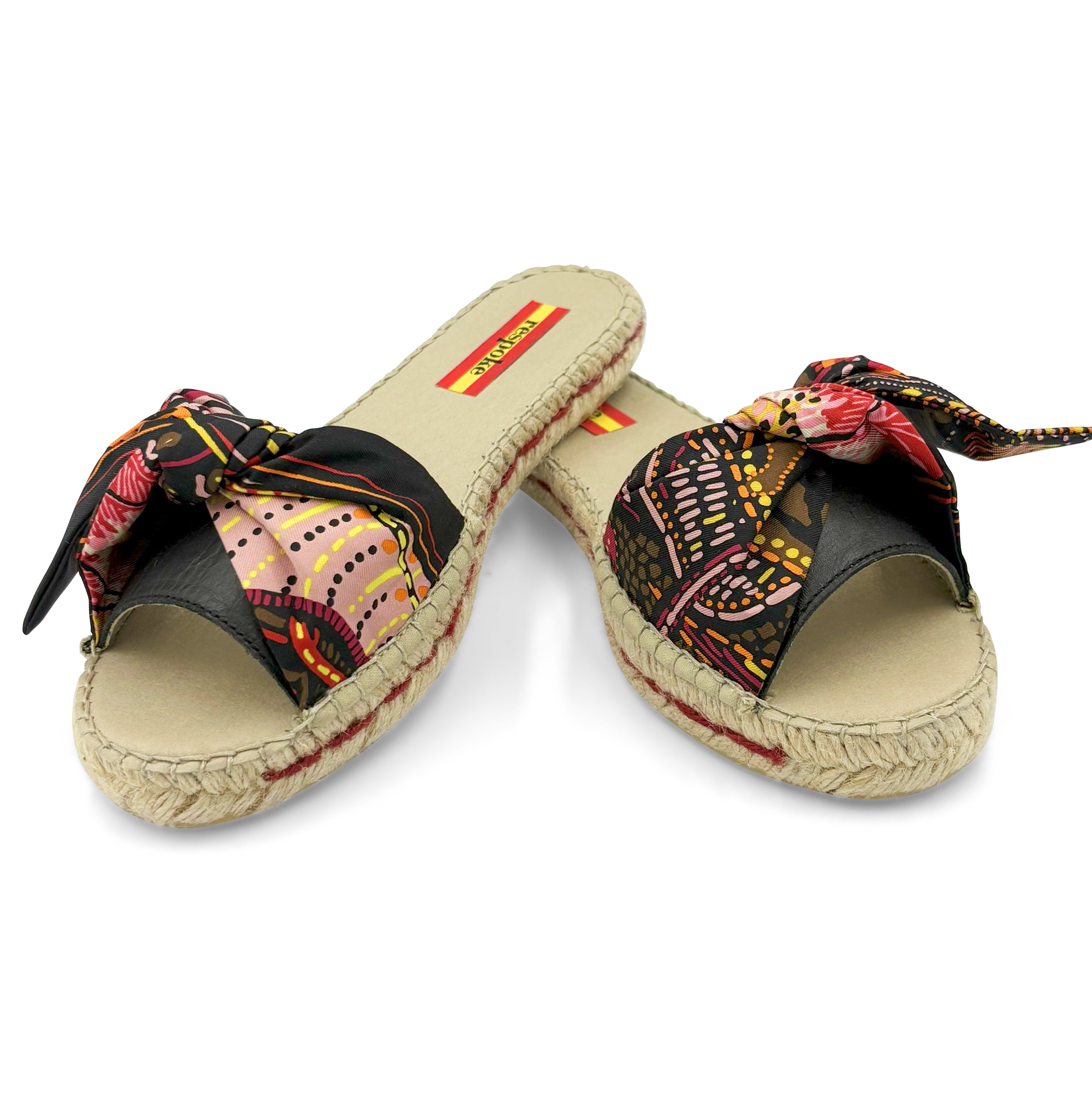 BATIK ALBERO Black Bow Slide Espadrilles