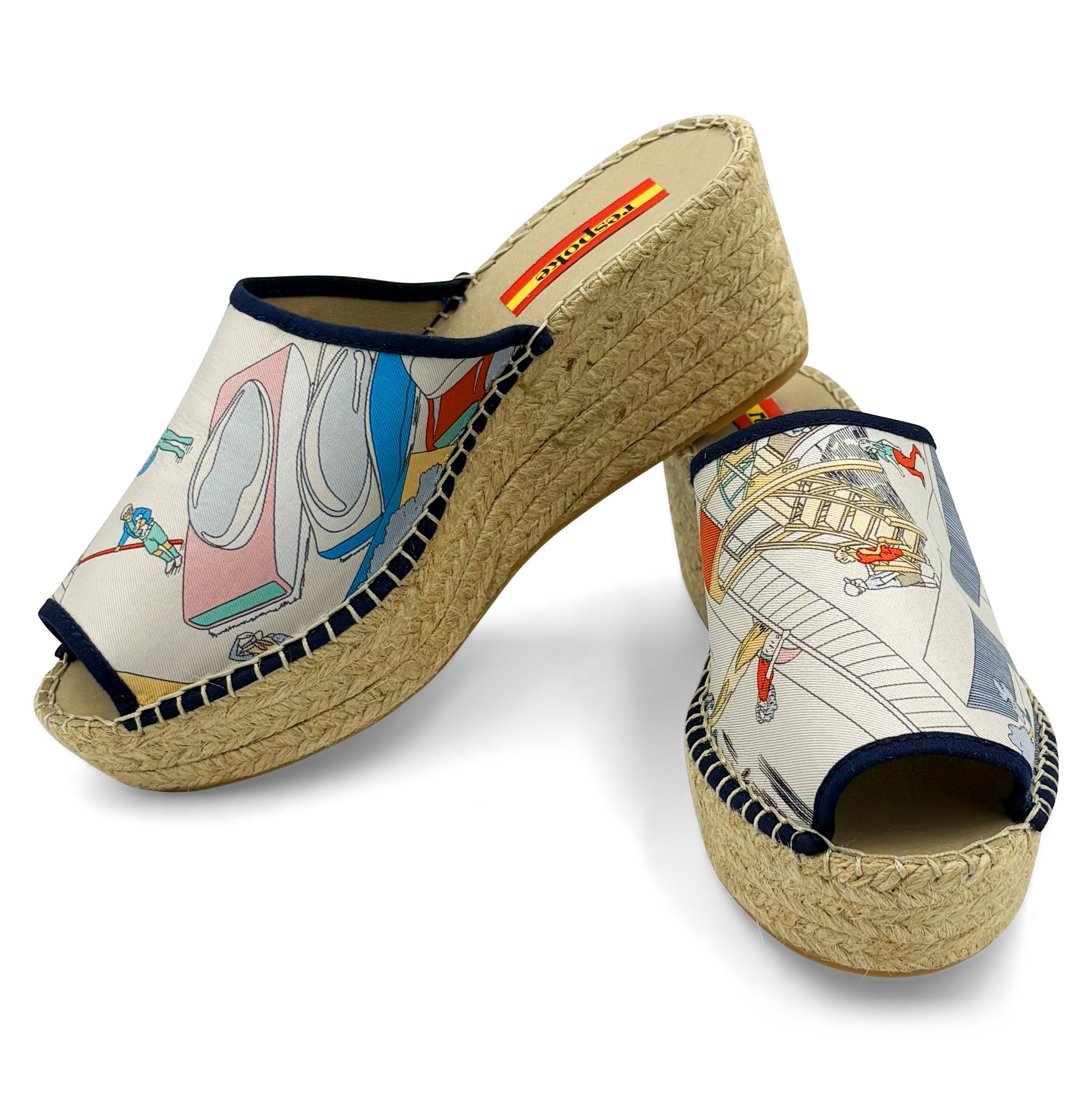 BEACH White Modern Wedge Espadrilles