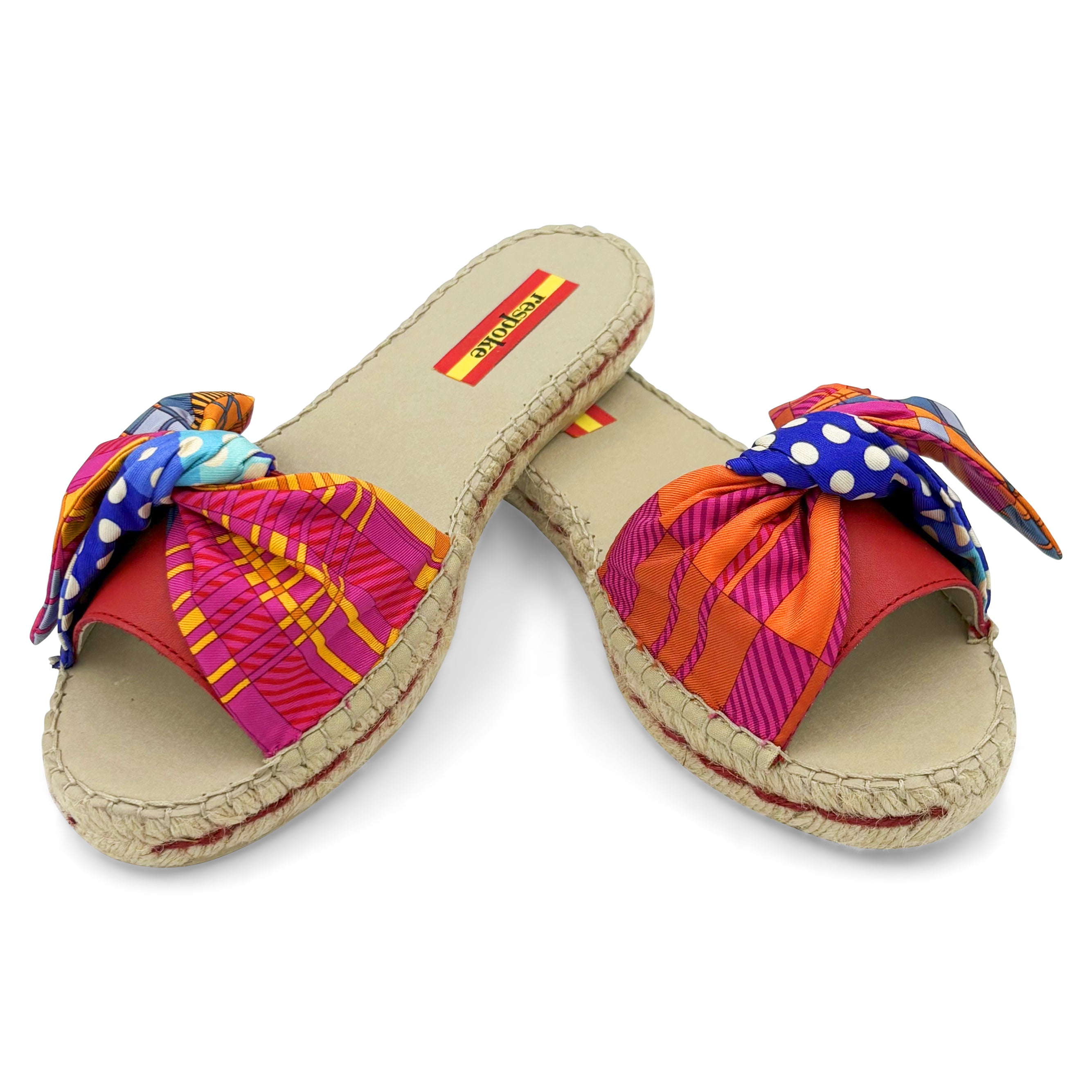 CRAVATES POIS Fuchsia Bow Slide Espadrilles