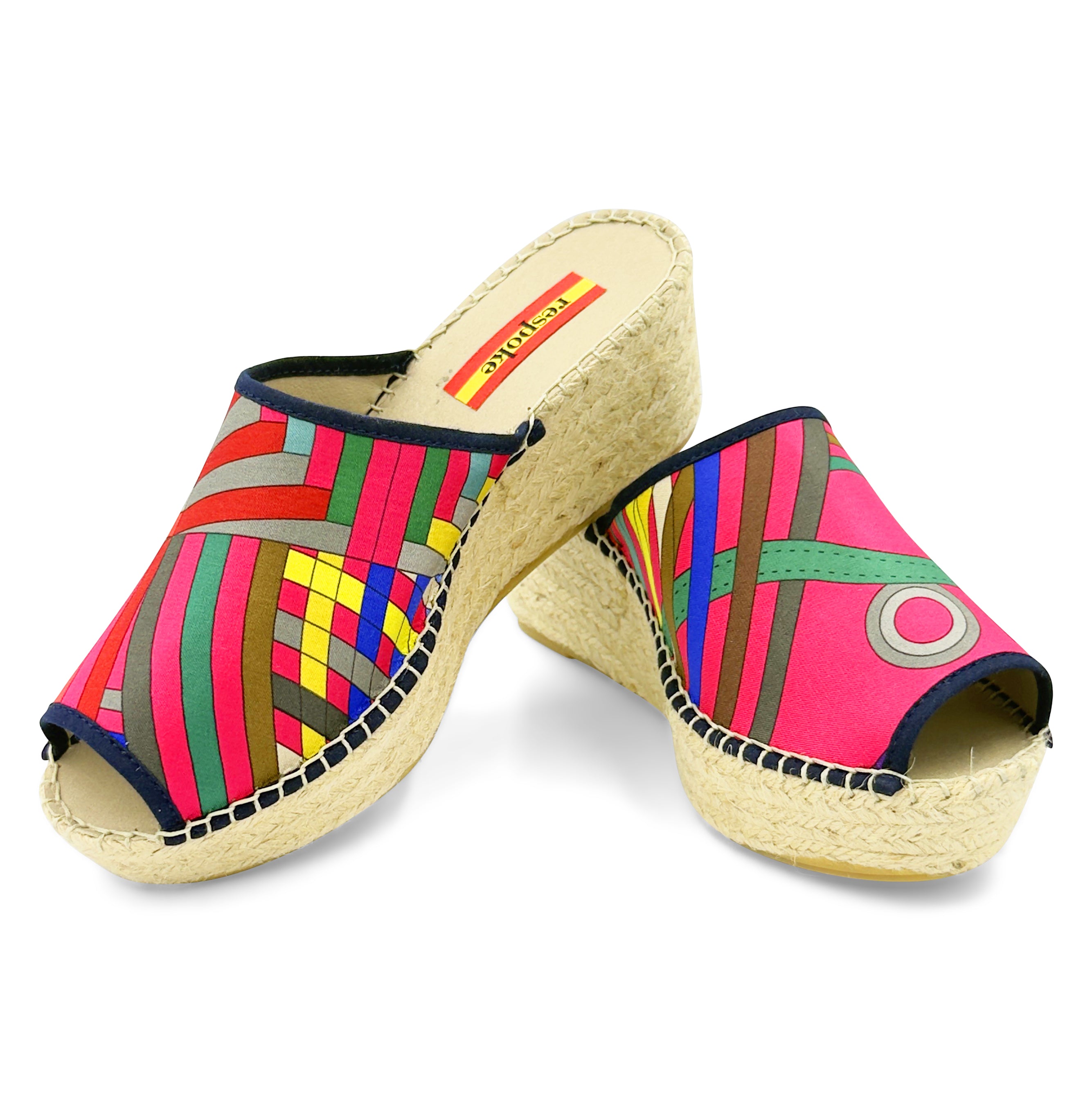 DESRUBANS Fuchsia Modern Wedge Espadrilles