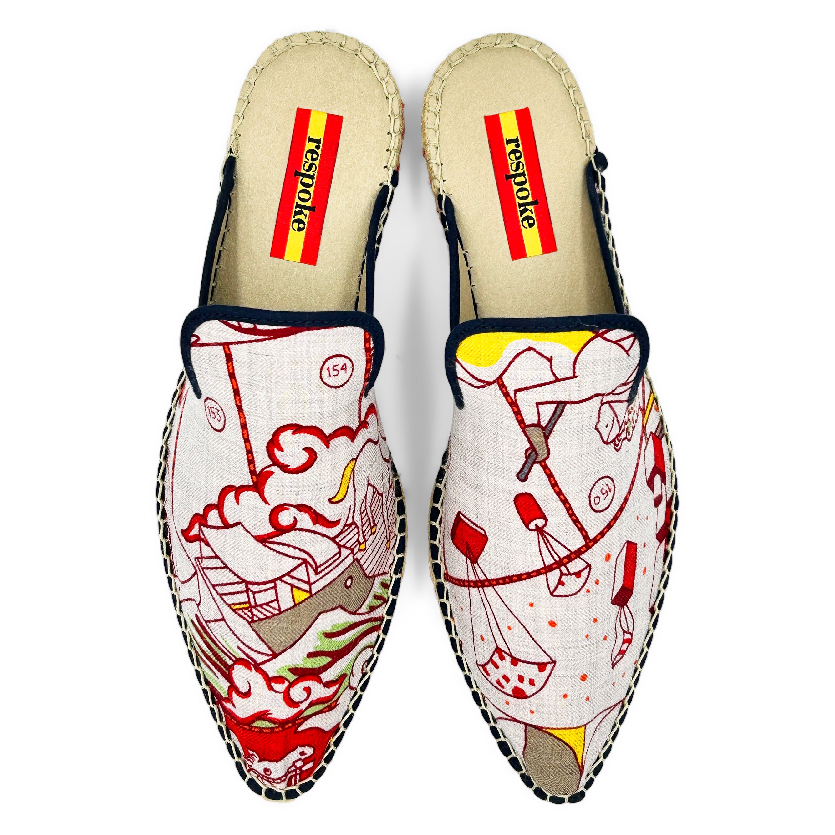 POPEE Red Silk/Cashmere Cocktail Mule Espadrilles