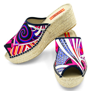 KAWA Magenta Modern Wedge Espadrilles