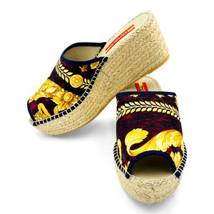 AMARU Gold/Purple Modern Wedge Espadrilles