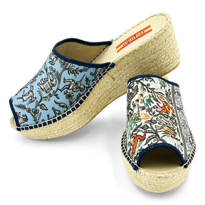 CHASSE Blue Modern Wedge Espadrilles