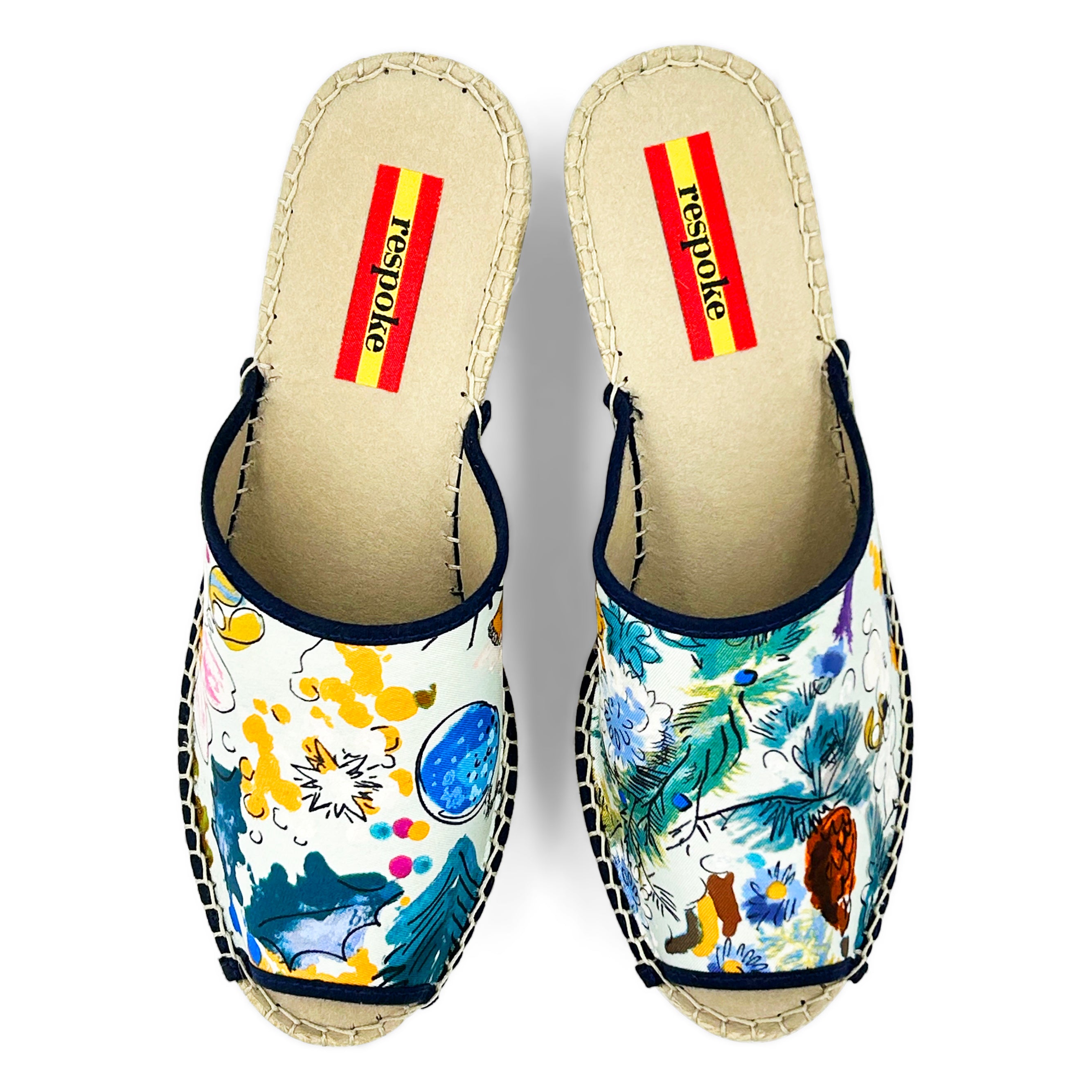 MESE Cream Modern Wedge Espadrilles