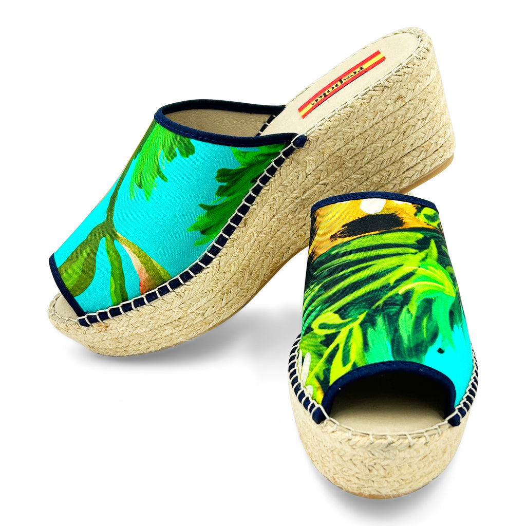 ELENA Turquoise Modern Wedge Espadrilles