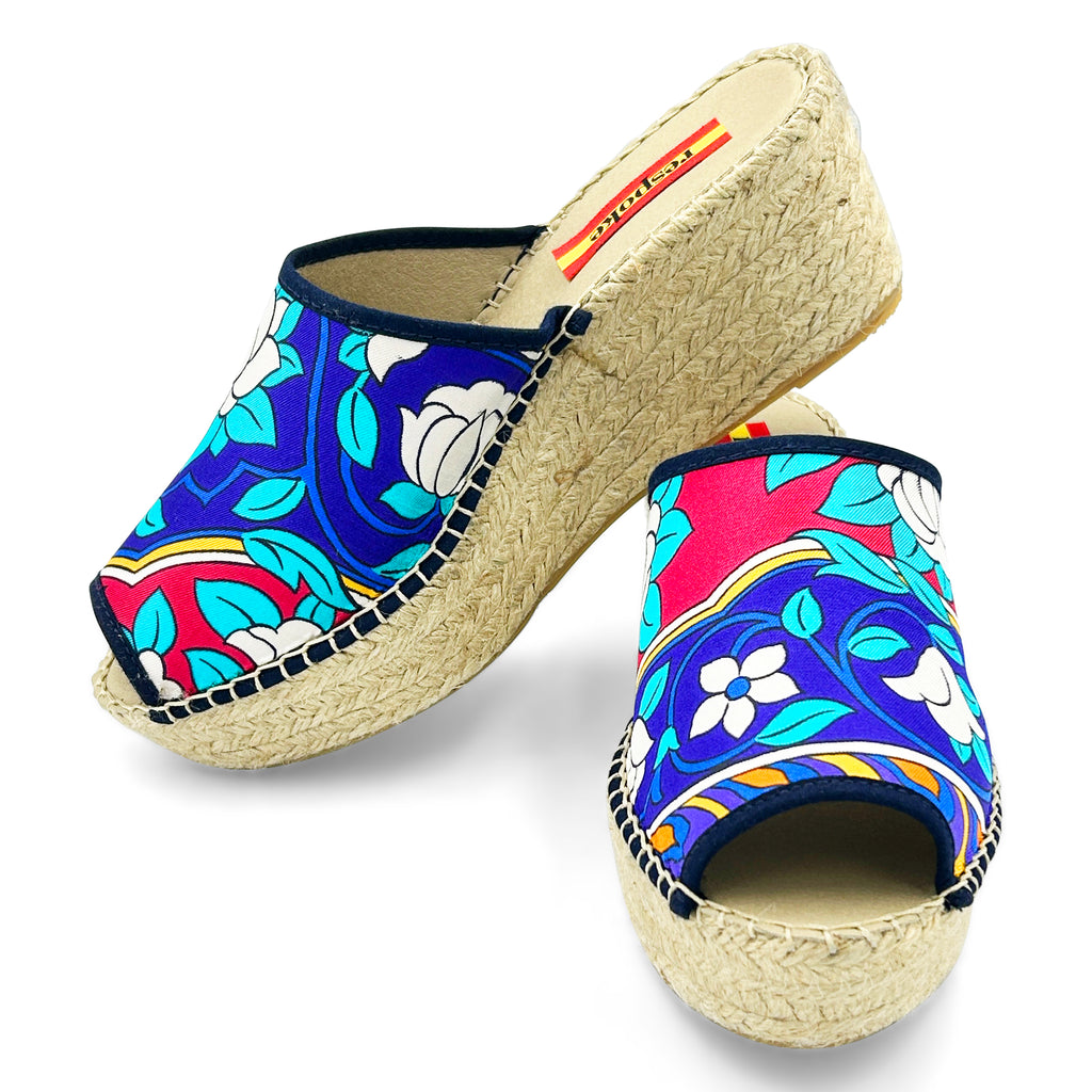 RAJASTHAN Blue Modern Wedge Espadrilles