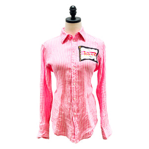 Striped Linen Button-Down Pink