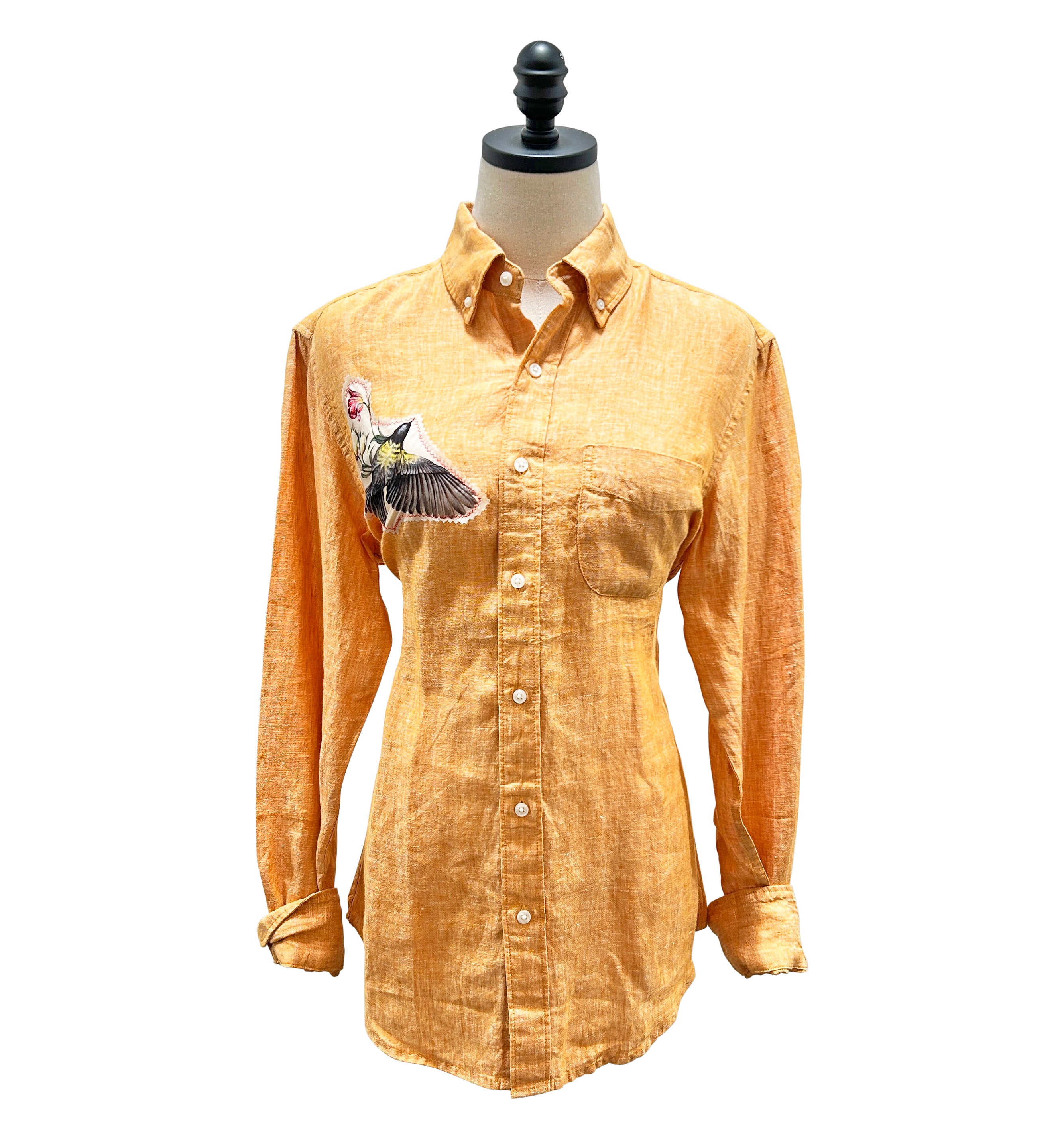 Linen Button-Down Shirt Light Orange