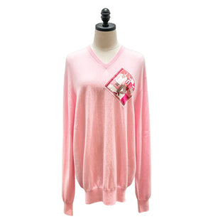Pink Cashmere V-Neck Sweater