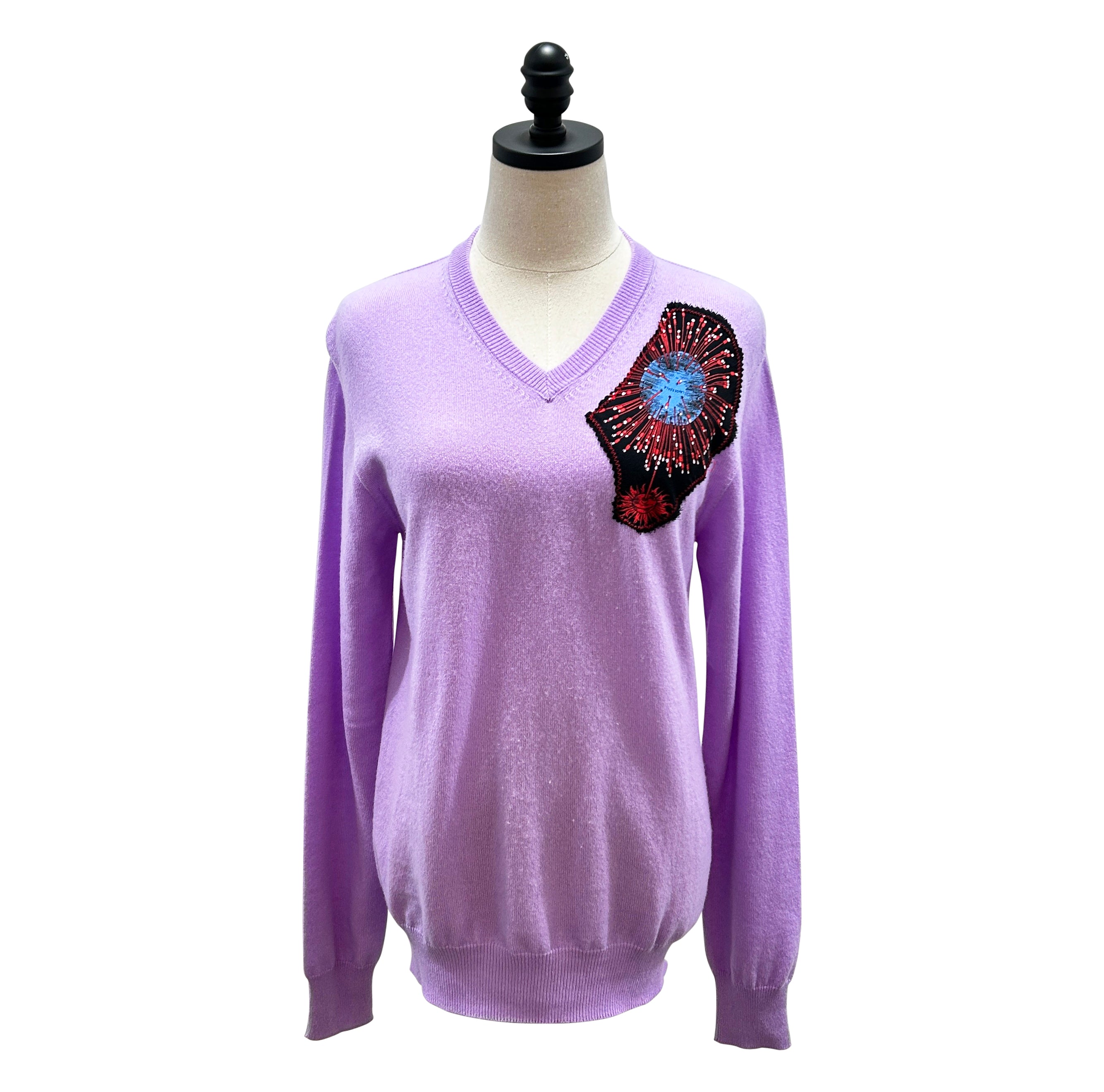 Lilac Cashmere V-Neck Sweater