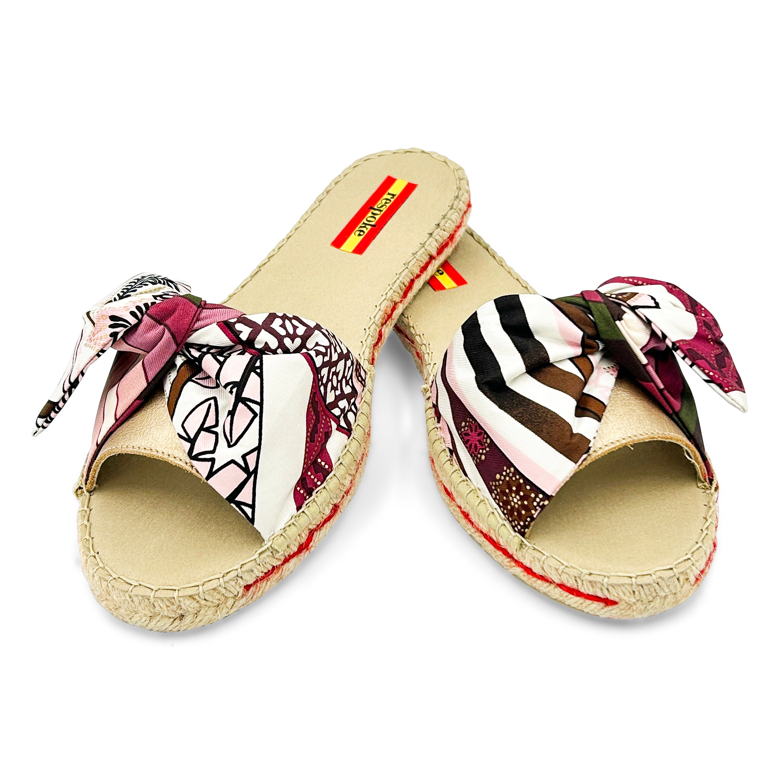 NIRVANA HEX Maroon/White Bow Slide Espadrilles