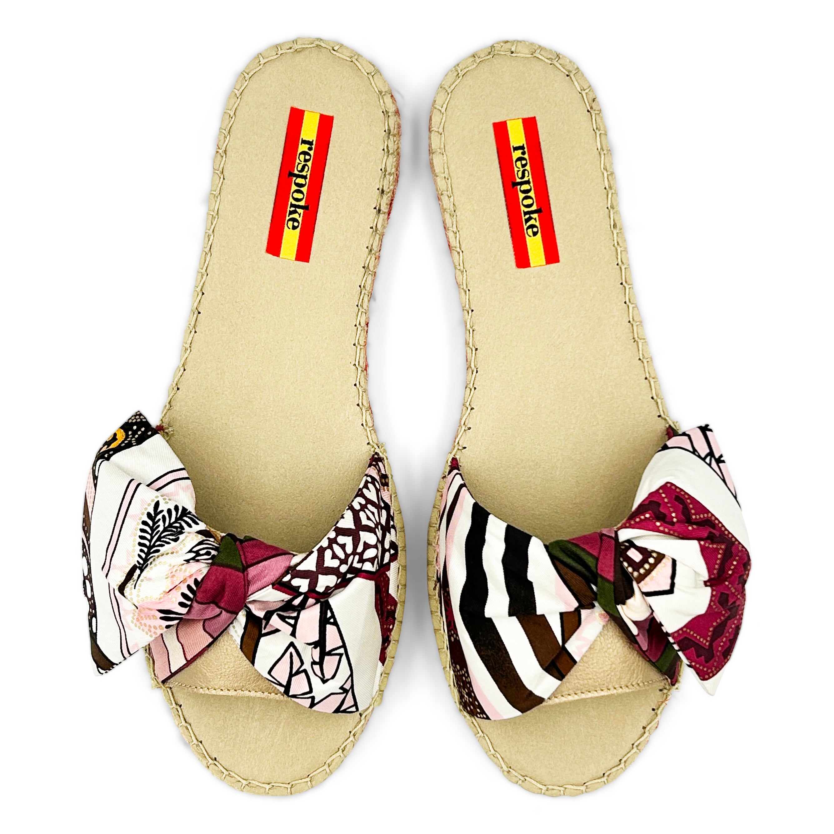 NIRVANA HEX Maroon/White Bow Slide Espadrilles