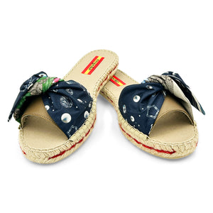 PREZIOSA FIORE Navy Bow Slide Espadrilles