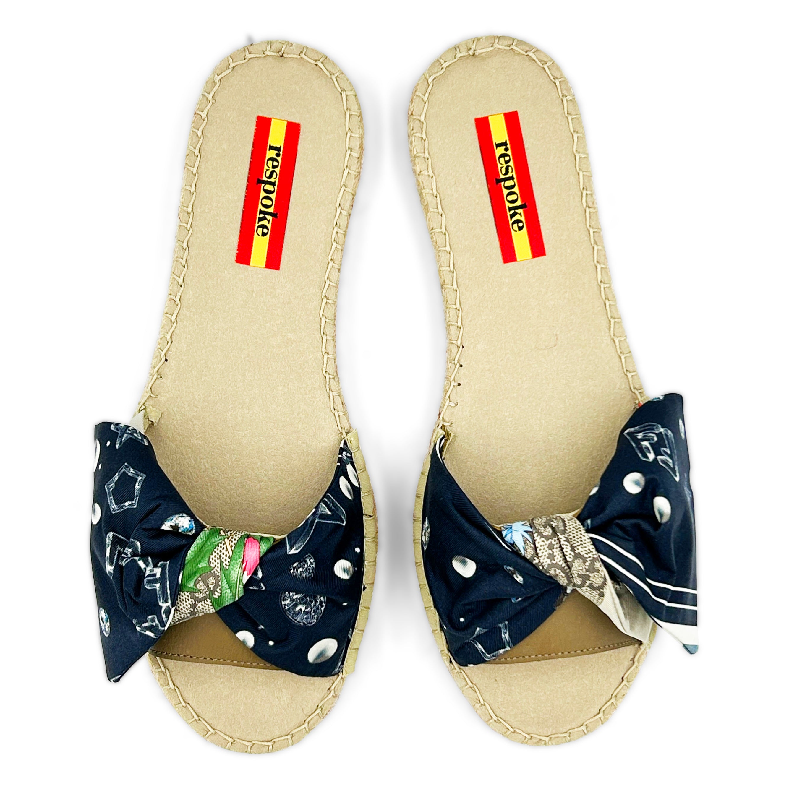 PREZIOSA FIORE Navy Bow Slide Espadrilles