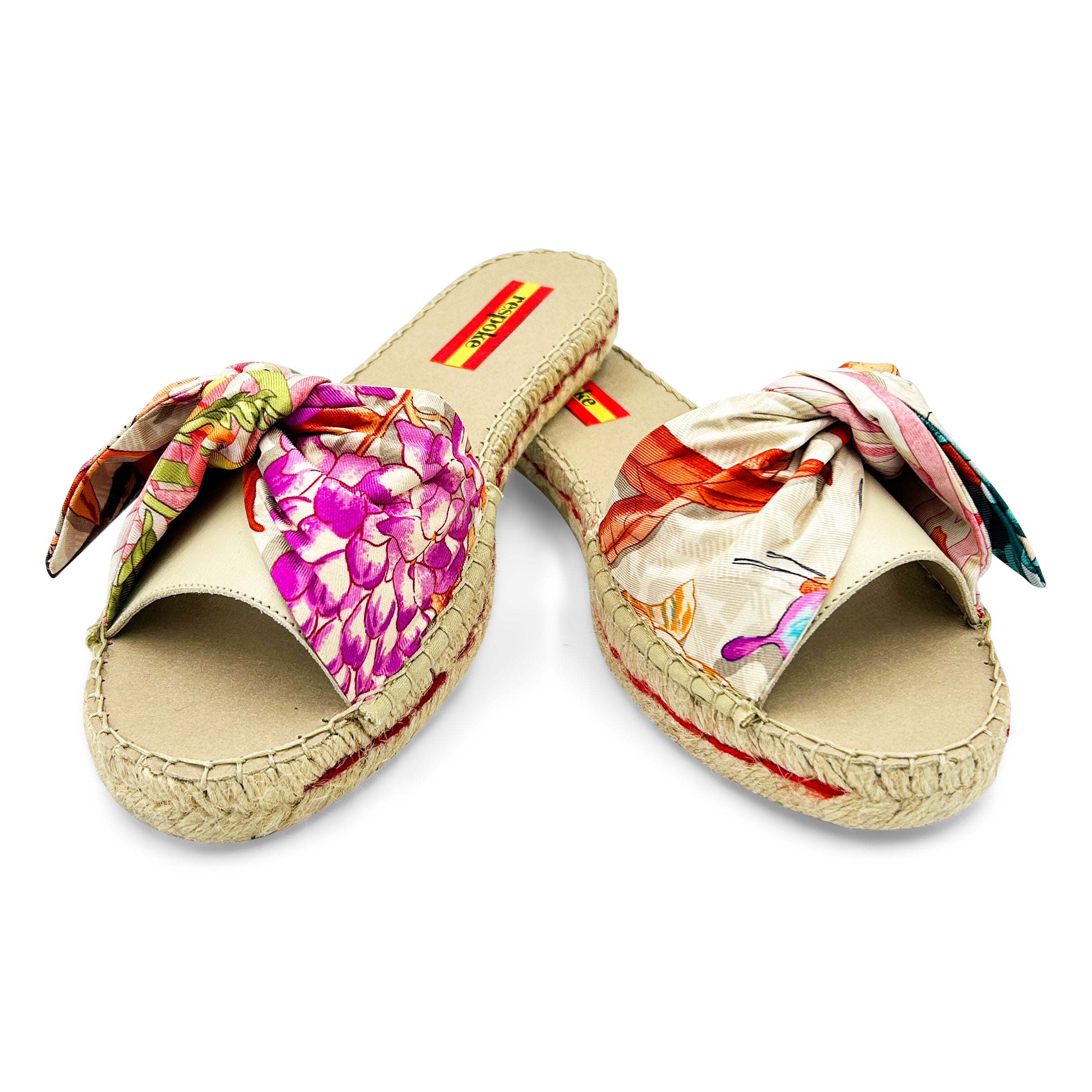 VERO TIGRE Cream Bow Slide Espadrilles