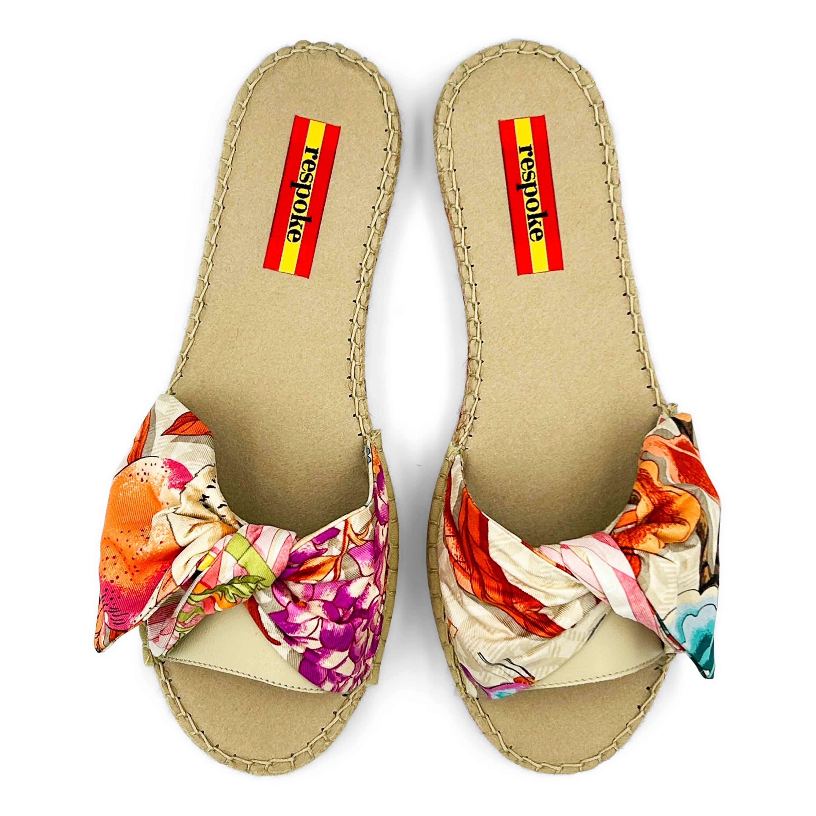 VERO TIGRE Cream Bow Slide Espadrilles