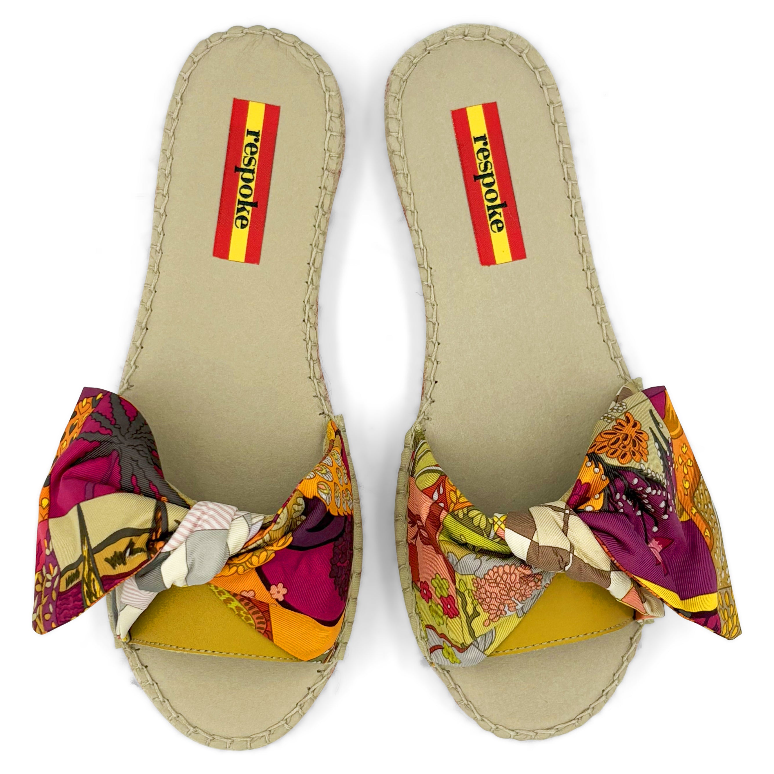 QUILT CRAVATES Orange Bow Slide Espadrilles