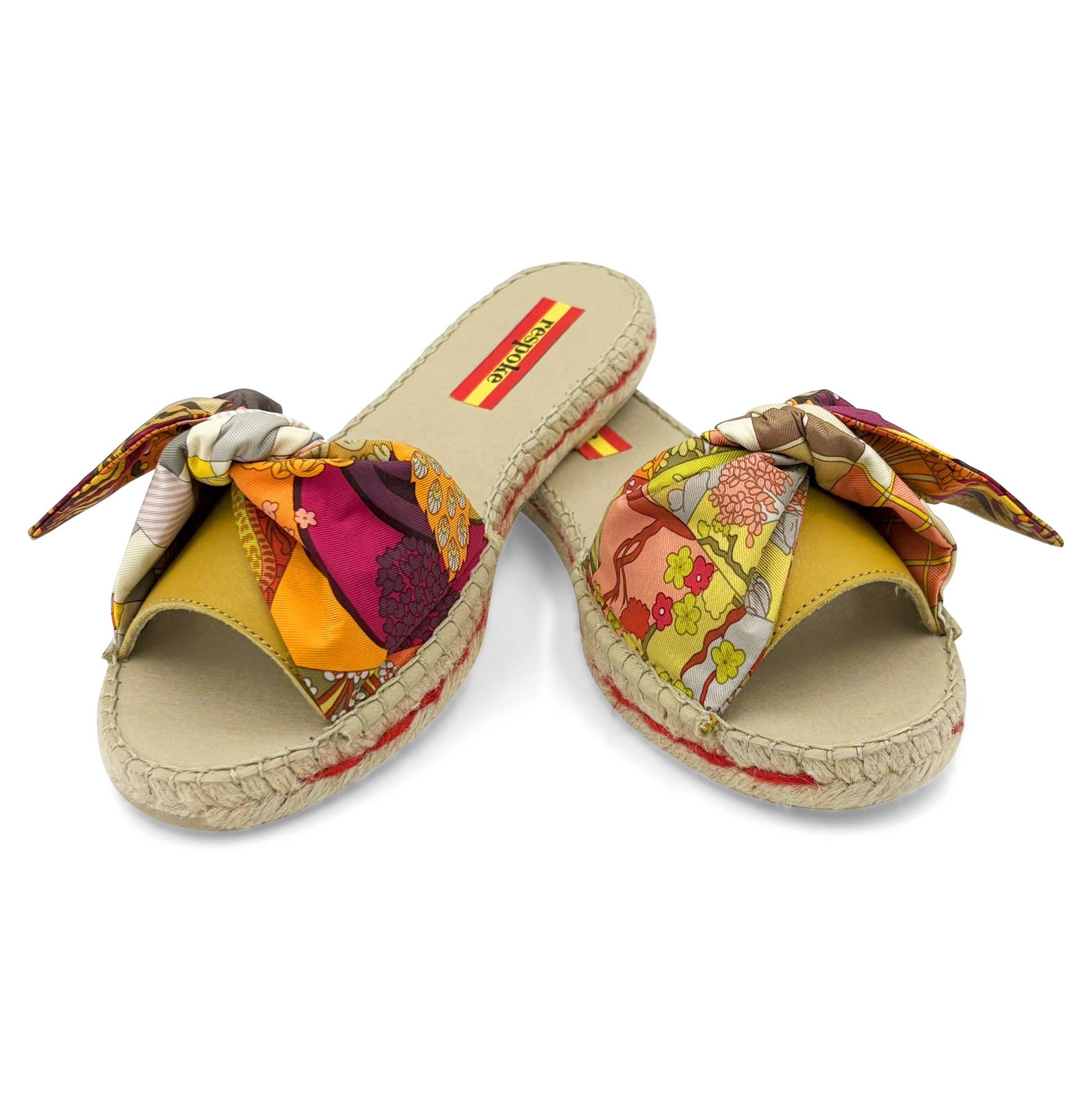 QUILT CRAVATES Orange Bow Slide Espadrilles