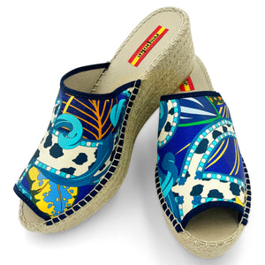 REGNO Blue Modern Wedge Espadrilles