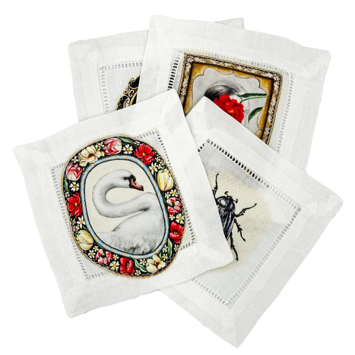 CURIOSITIES White Cocktail Napkins - Set of Four
