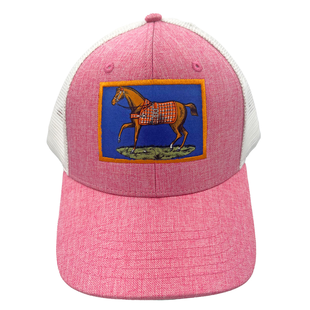 Ball Cap Pony Tail Equestrian - Pink / White