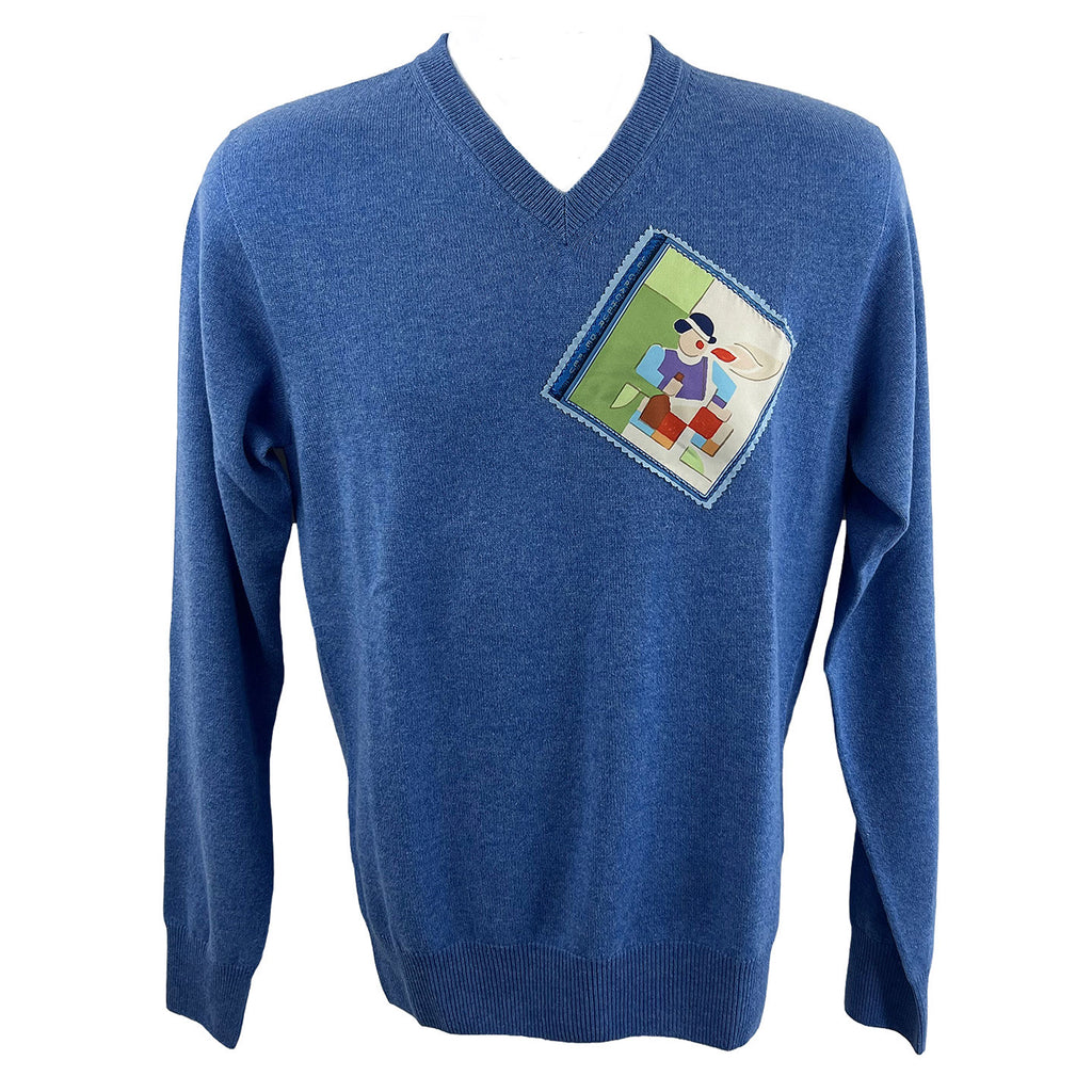 Cashmere V-Neck Sweater in Sky Blue