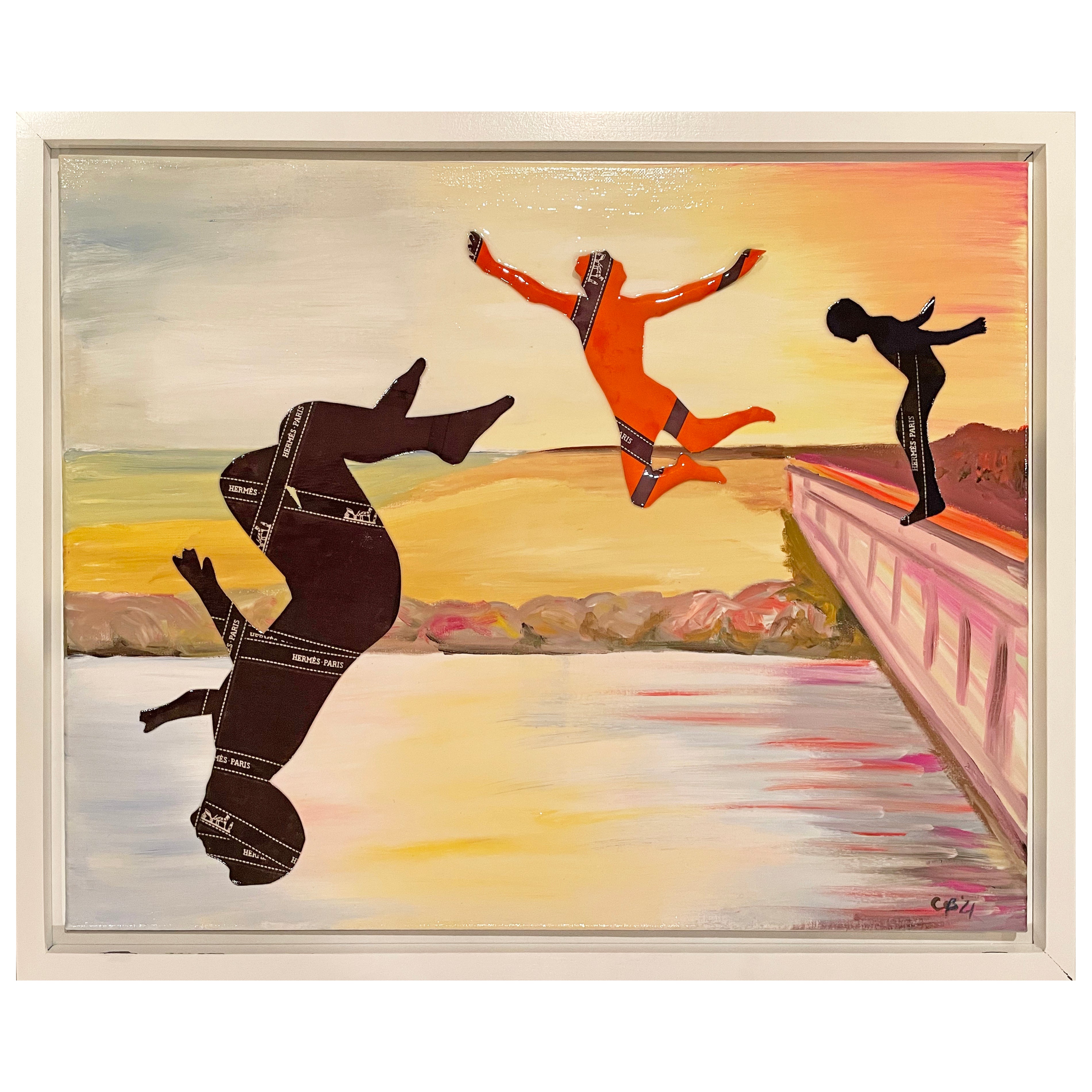 "Jaws Bridge Jumpers" Collage - 24x18 Framed