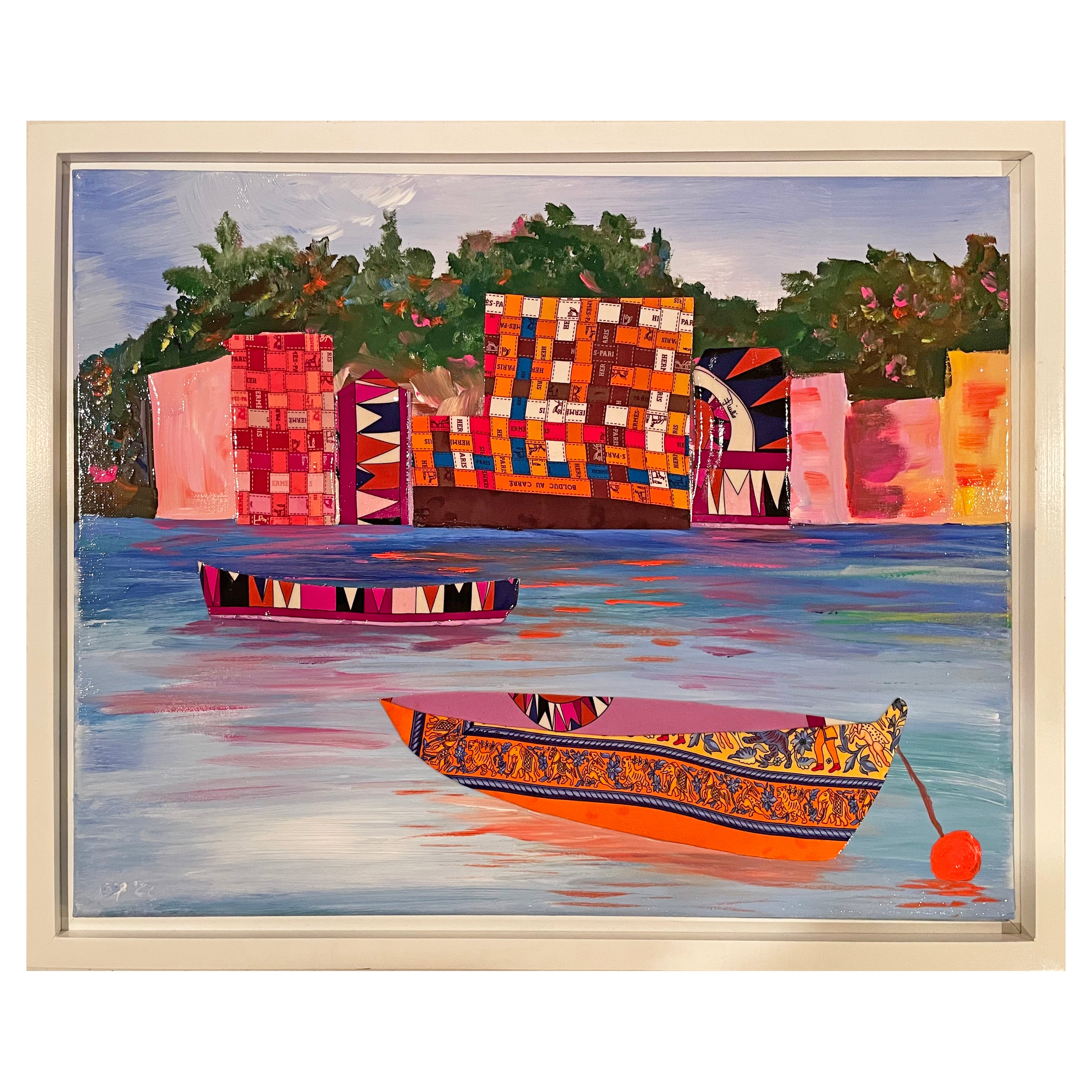 "Yachts of Portofino" Collage - 20x16 Framed