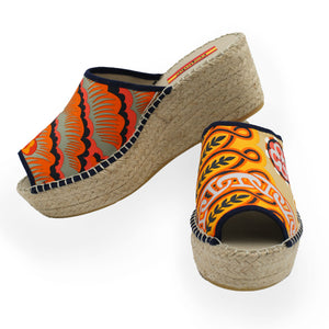 DUO Orange Modern Wedge Espadrilles