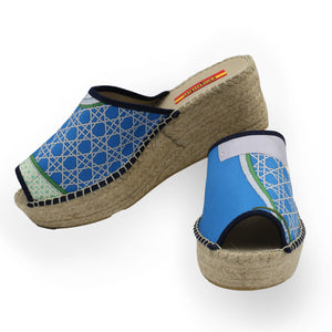 VOITURES Blue Modern Wedge Espadrilles