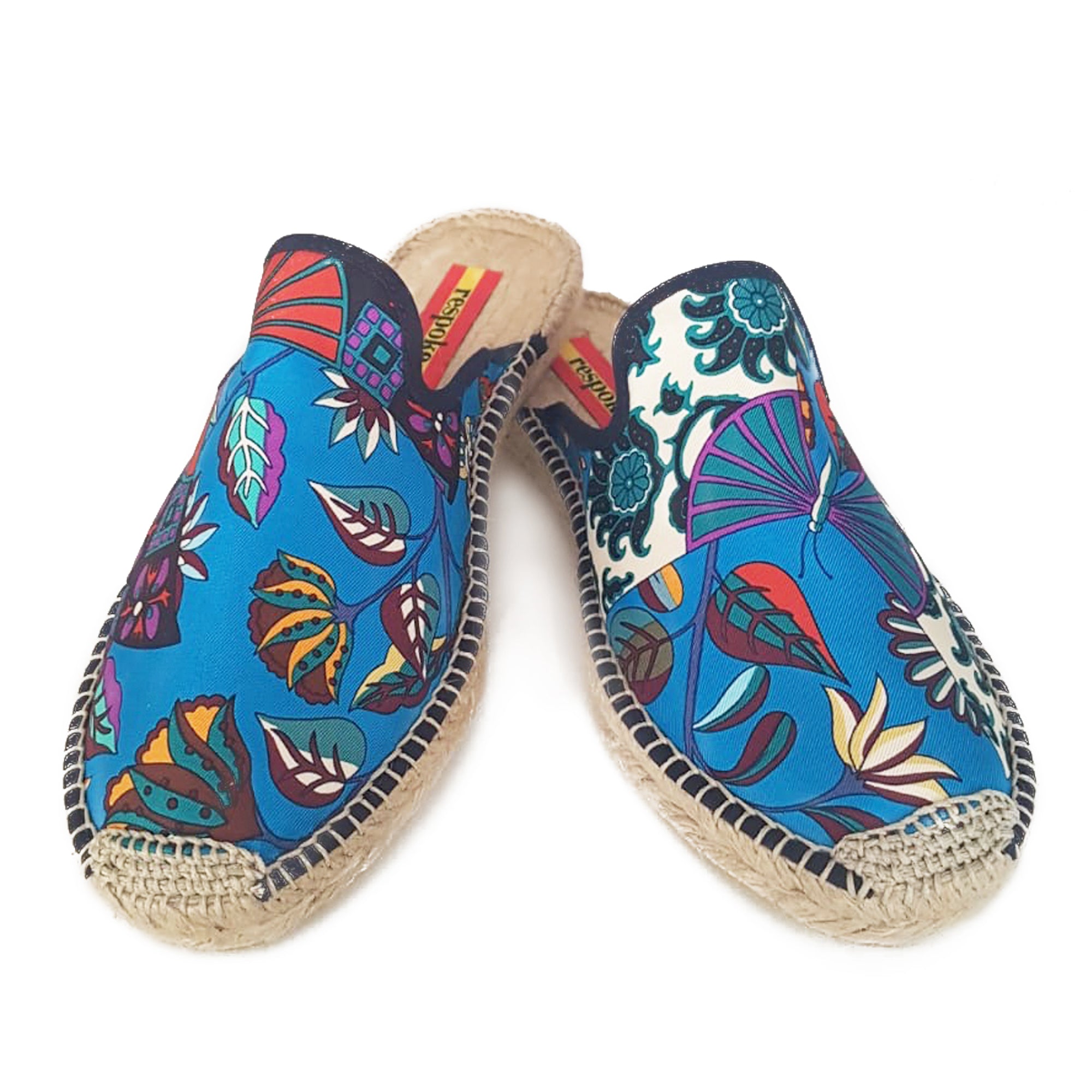 PAPILLON Turquoise Silk/Cashmere Mule Espadrilles