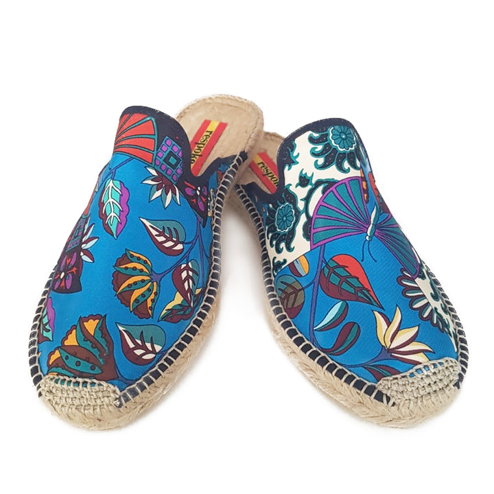 PAPILLON Turquoise Silk/Cashmere Mule Espadrilles